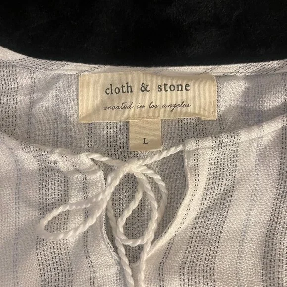 Cloth & Stone White Boho Peasant Blouse Size L NWOT - Picture 2 of 8